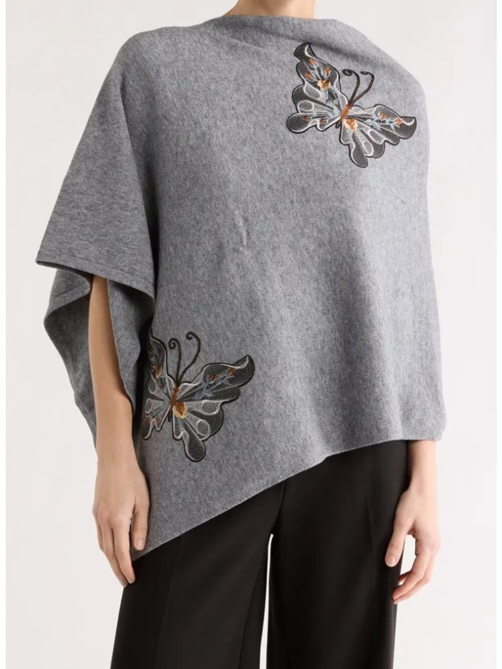NWT La Fiorentina Butterfly Embroidered Poncho One Size